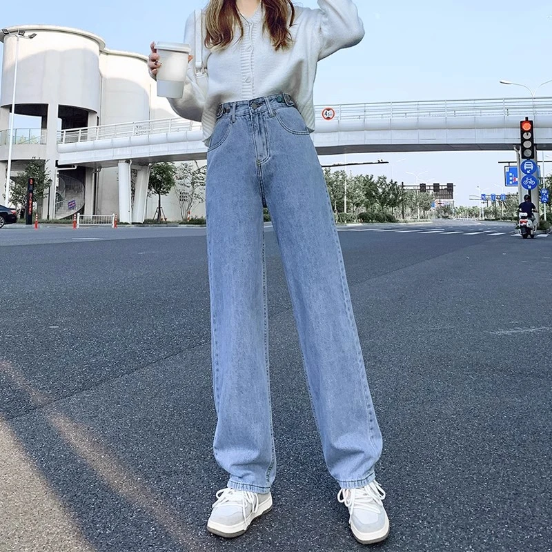 High-waisted narrow version of the wide-legged pants jeans female spring and fall small straight loose thin pants spring
High-waisted narrow version of the wide-legged pants jeans female spring and fall small straight loose thin pants spring
