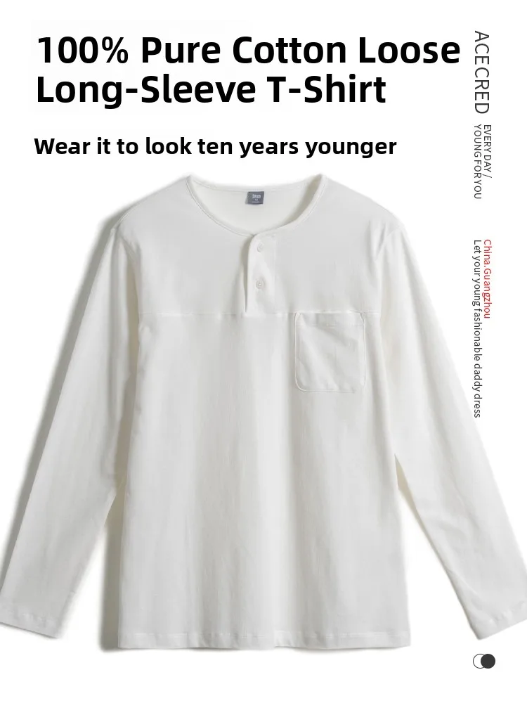 Loose Fit Long Sve Pure Cotton T-irt for Middle-Aged And ly Men Spring Faion Casual Comfortable Breathable irt
Loose Fit Long Sve Pure Cotton T-irt for Middle-Aged And ly Men Spring Faion Casual Comfortable Breathable irt