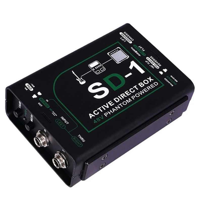 ABXY Professional 48V SD-1 Box Professional Guitar Instrument Mono DI Box Active Series Effect Device Active Direct Box
ABXY Professional 48V SD-1 Box Professional Guitar Instrument Mono DI Box Active Series Effect Device Active Direct Box