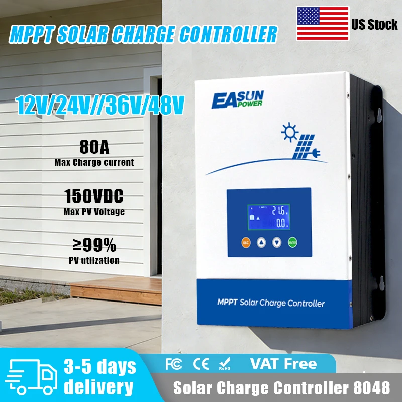 EASUN POWER 80A MPPT Solar Charge Controller Back-light LCD Work With 12V 24V 36V 48V Solar Regulator Short Circuit Protection
EASUN POWER 80A MPPT Solar Charge Controller Back-light LCD Work With 12V 24V 36V 48V Solar Regulator Short Circuit Protection