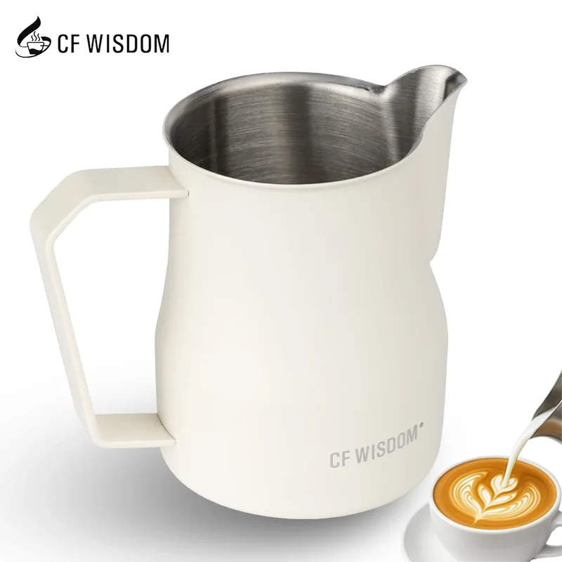 CF WISDOM Coffee Milk Frothing Pitcher Stainless Steel White Latte Art Cup Barista Tools Fully Enclosed Handle for Home Cafe Use
CF WISDOM Coffee Milk Frothing Pitcher Stainless Steel White Latte Art Cup Barista Tools Fully Enclosed Handle for Home Cafe Use