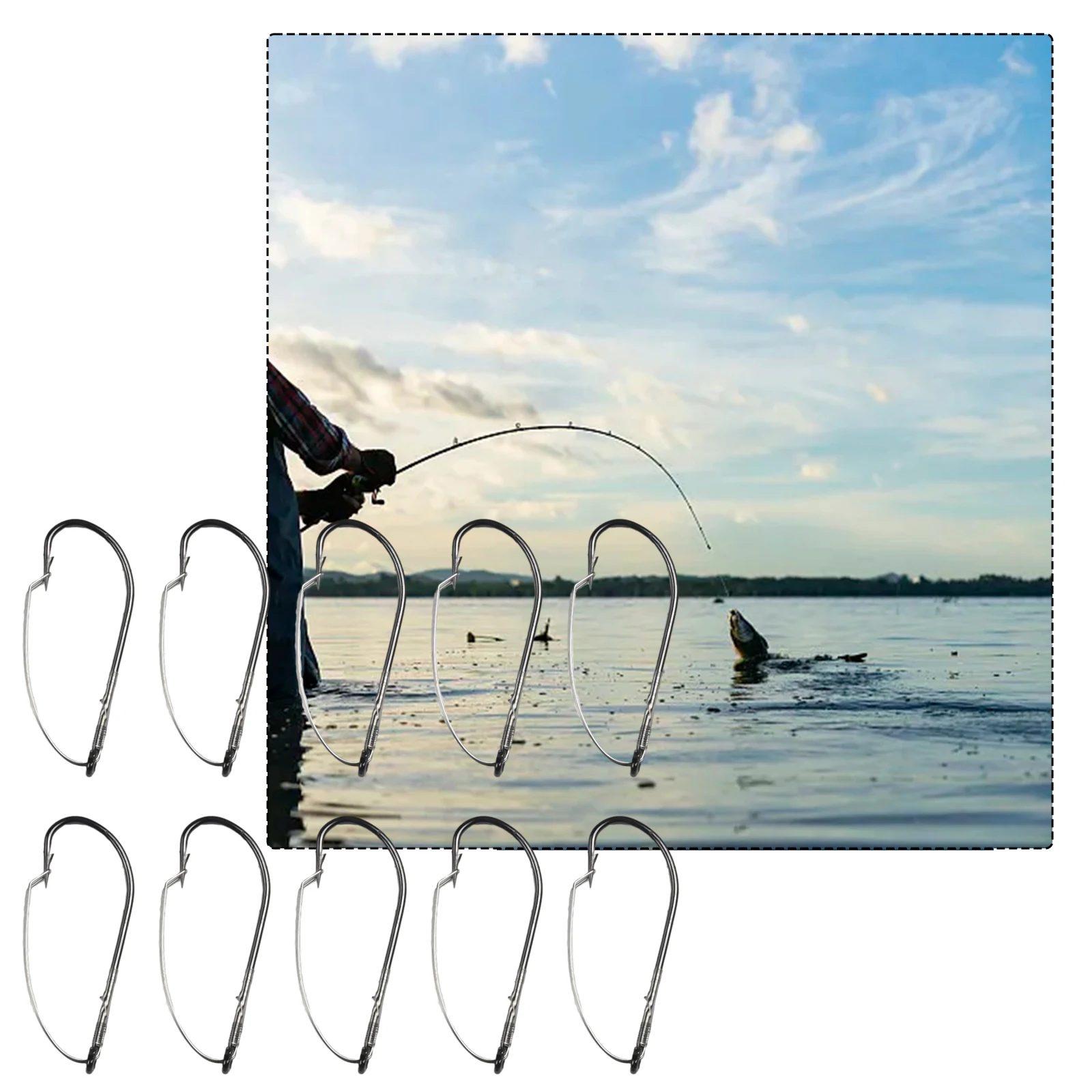 Коробка из 10 шт., колючие крючки для окуня без сорняков с одним держателем червячного крючка, рыболовные крючки без зацепок для приманки для окуня и наживки для червей
Коробка из 10 шт., колючие крючки для окуня без сорняков с одним держателем червячного крючка, рыболовные крючки без зацепок для приманки для окуня и наживки для червей