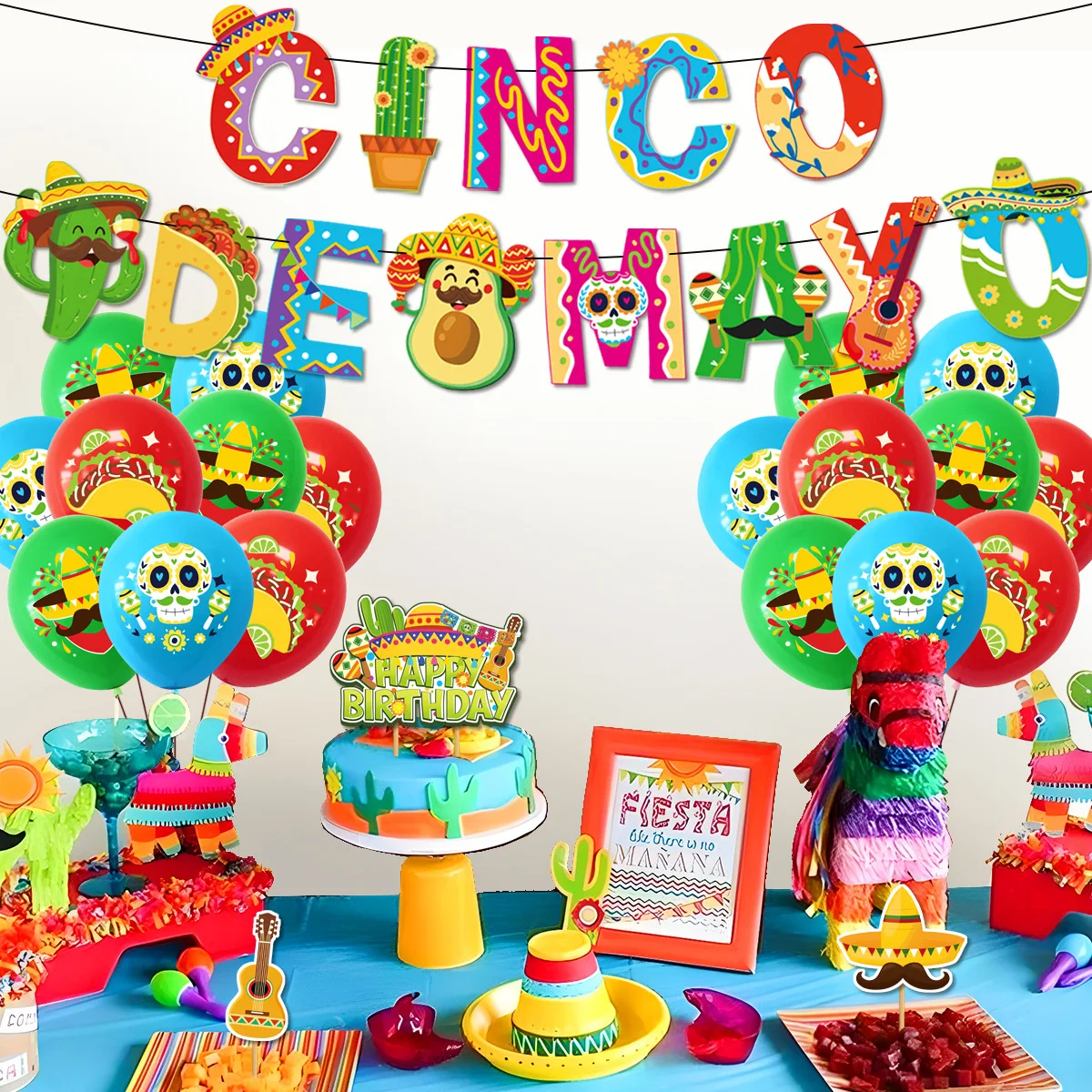 Cinco De Mayo Party Decorations Set Mexican Fiesta Supplies Banner Balloon Cake Toppers Photo Booth Props for Birthday &Carnival
Cinco De Mayo Party Decorations Set Mexican Fiesta Supplies Banner Balloon Cake Toppers Photo Booth Props for Birthday &Carnival