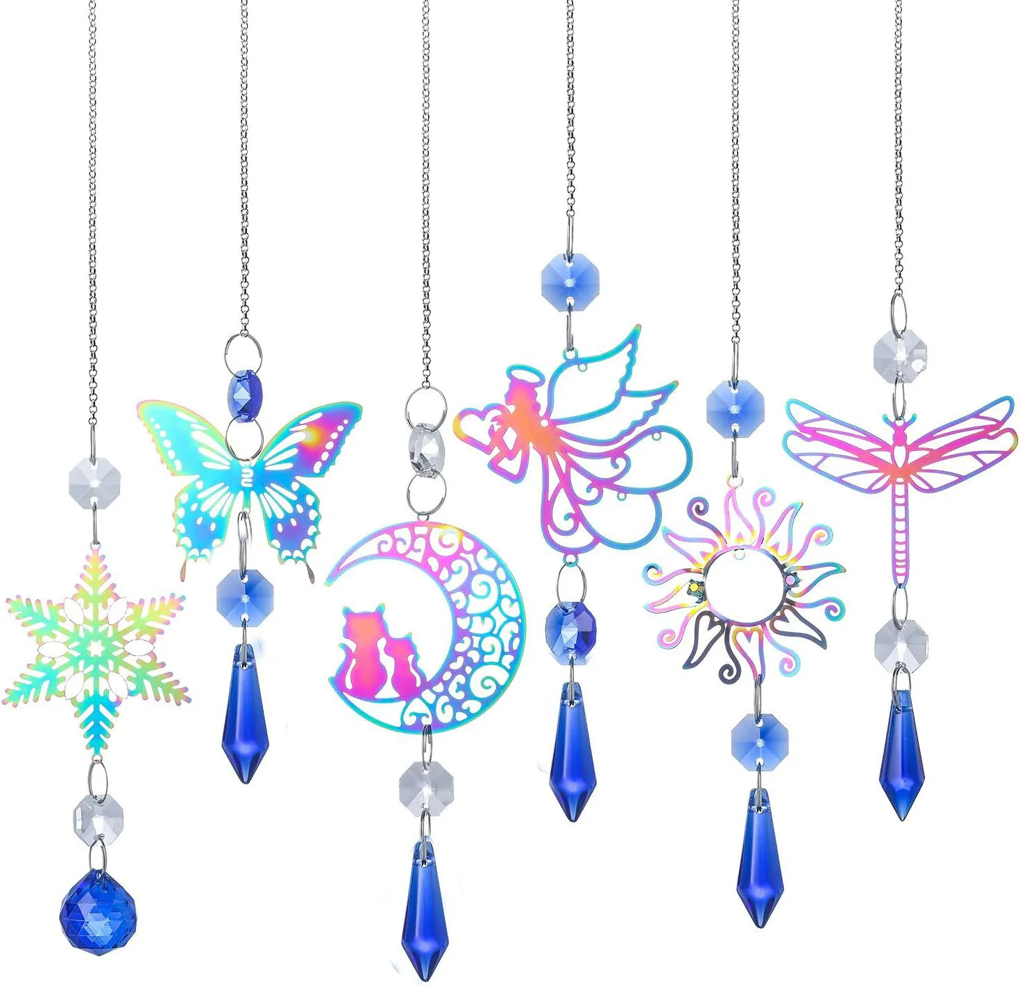 6PC Blue Crystals Suncatchers Hanging Sun Catcher with Chain Pendant Ornament Crystal Prisms for Window Home Decoration
6PC Blue Crystals Suncatchers Hanging Sun Catcher with Chain Pendant Ornament Crystal Prisms for Window Home Decoration