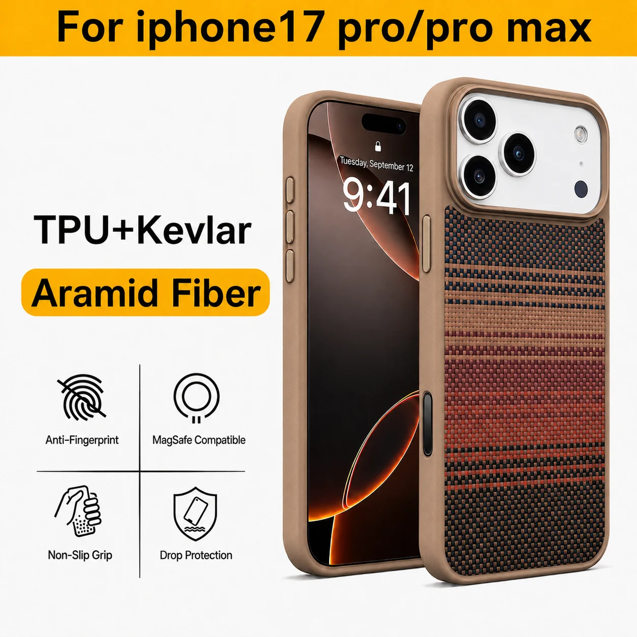 100% Kevlar Aramid Carbon Fiber+TPU Case For iPhone17 Pro/Pro Max With Magsafe Luxury Cover Magnetic Ultra-Thin Phone Case
100% Kevlar Aramid Carbon Fiber+TPU Case For iPhone17 Pro/Pro Max With Magsafe Luxury Cover Magnetic Ultra-Thin Phone Case