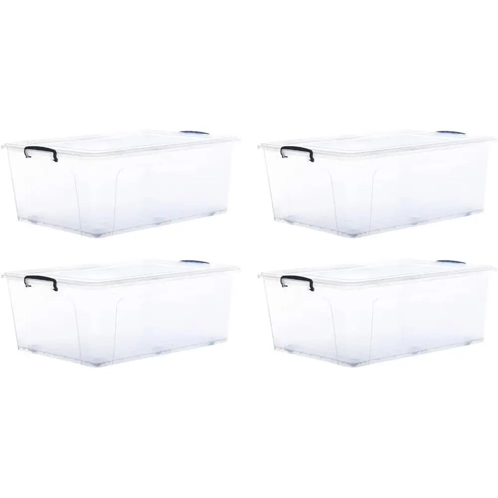 Stackable Clear Plastic Storage Bins with Lids, 4-Pack, 60 Quart for Home and Dorm Organization
Stackable Clear Plastic Storage Bins with Lids, 4-Pack, 60 Quart for Home and Dorm Organization