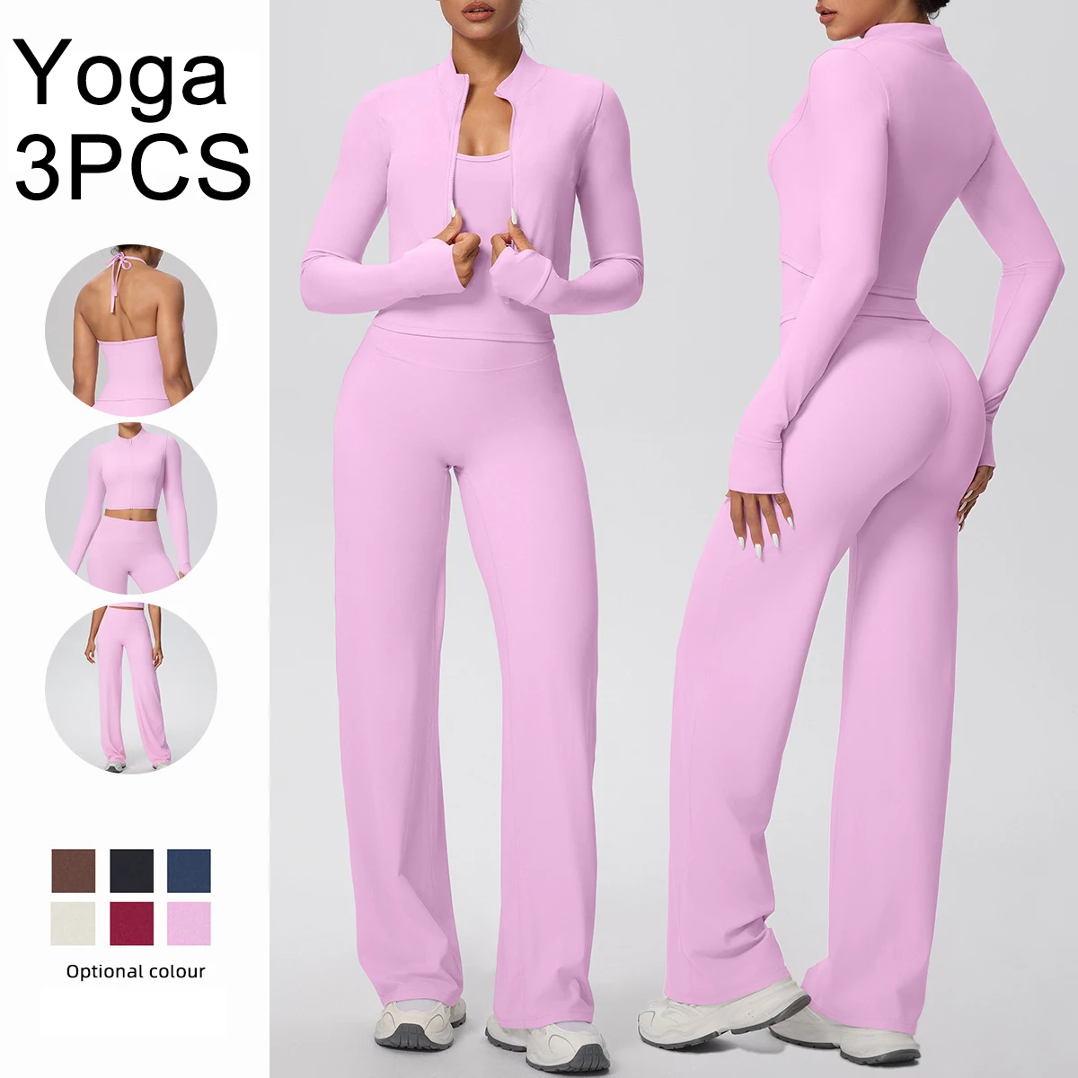 3PCS/set Solid Color Quick Drying Outdoor Running Yoga Set for Woman Backless Hanging Neck Bra Wide Leg Pants Gym sport Yoga Set
3PCS/set Solid Color Quick Drying Outdoor Running Yoga Set for Woman Backless Hanging Neck Bra Wide Leg Pants Gym sport Yoga Set