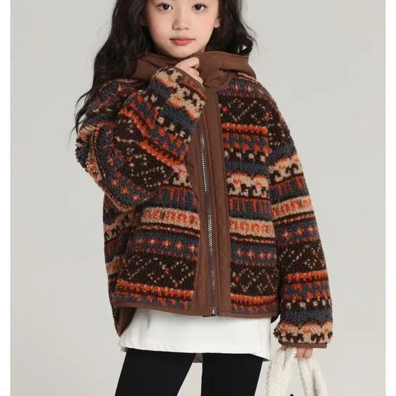 Girls' Autumn and Winter Jacket Children's New Style With Wdded Velvet and Thickened Retro Lamb Wool Big Children's Jacket
Girls' Autumn and Winter Jacket Children's New Style With Wdded Velvet and Thickened Retro Lamb Wool Big Children's Jacket