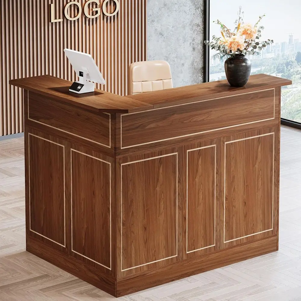 Retion Desk with Storage Shelves, L-Shaped ern ront Desk, Retion Counter Table or Small Oice, Sn, Checkout Oice, Red Brown
Retion Desk with Storage Shelves, L-Shaped ern ront Desk, Retion Counter Table or Small Oice, Sn, Checkout Oice, Red Brown