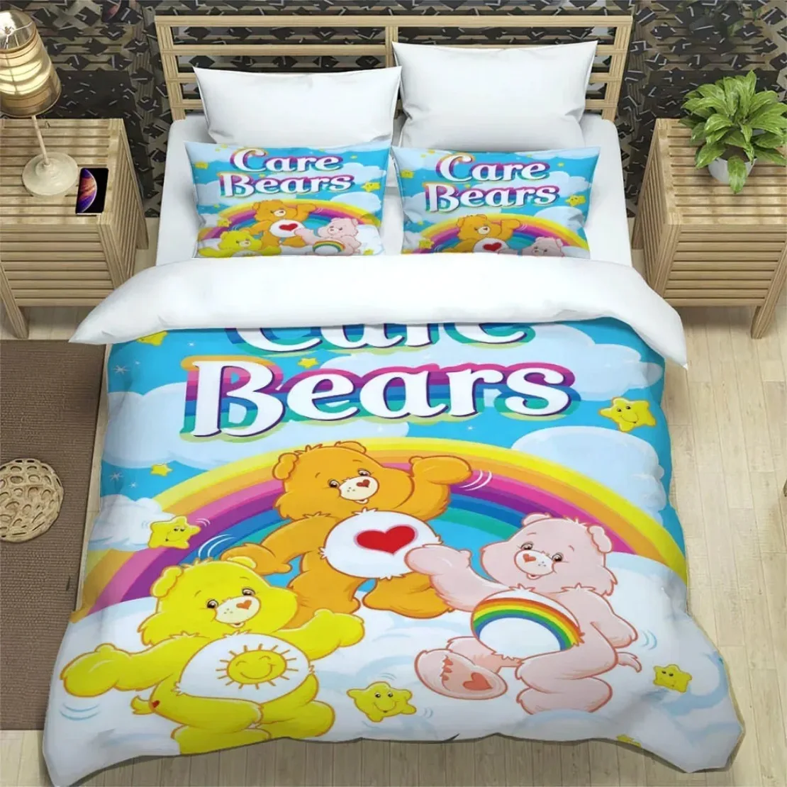 Cartoon Care bears Bedding Sets C-Cares bear Duvet Cover Pillowcase Single Double Large Size luxury birthday gift
Cartoon Care bears Bedding Sets C-Cares bear Duvet Cover Pillowcase Single Double Large Size luxury birthday gift