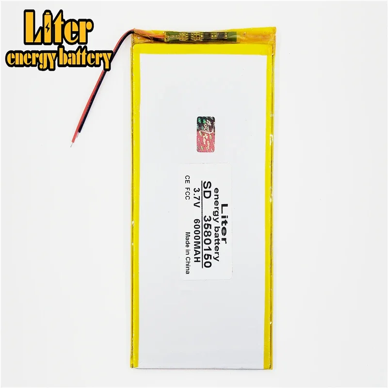 3.7V 1PCS large capacity polymer lithium battery 3580150 6000mAh handheld computer charging treasure general Tablet PC
3.7V 1PCS large capacity polymer lithium battery 3580150 6000mAh handheld computer charging treasure general Tablet PC