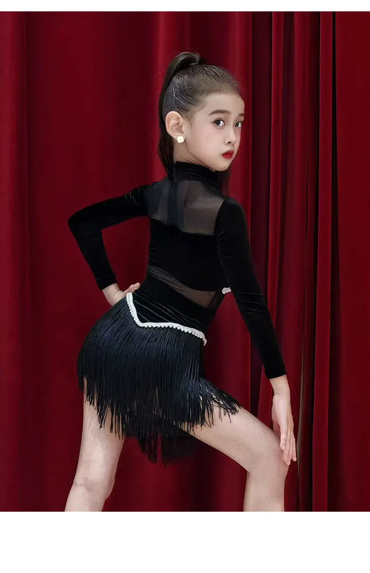 2026 New Latin Dance Dress Suit Costume for Girls Black Sexy Backless Bodysuit Chacha Rumba Tango Training Skirt Kids Dance Wear
2026 New Latin Dance Dress Suit Costume for Girls Black Sexy Backless Bodysuit Chacha Rumba Tango Training Skirt Kids Dance Wear