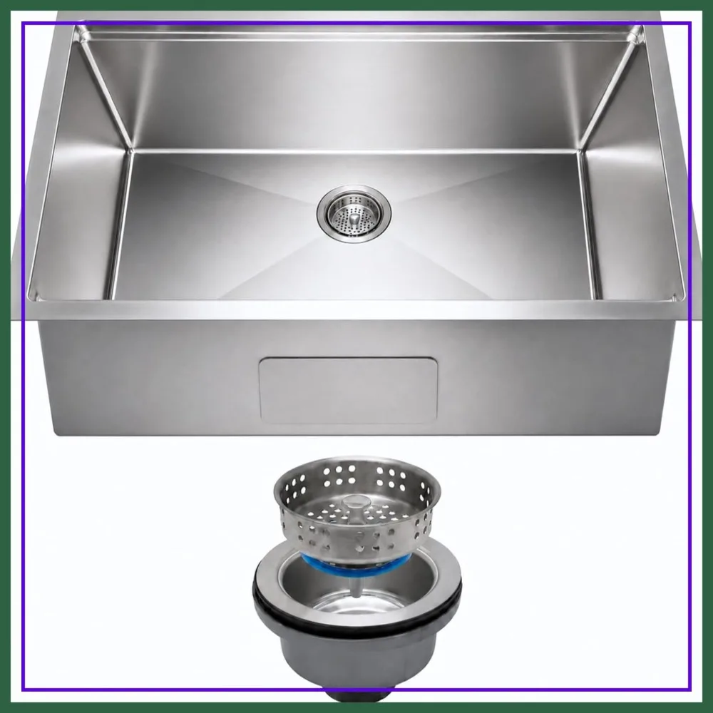 30 Inch Undermount Kitchen Sink – 11 Gauge (3mm) Stainless Steel, Single Bowl with Integrated Ledge, Superior Drain
30 Inch Undermount Kitchen Sink – 11 Gauge (3mm) Stainless Steel, Single Bowl with Integrated Ledge, Superior Drain