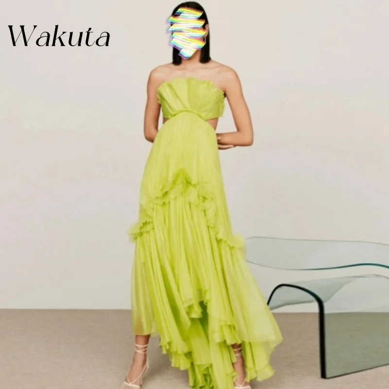 Fashion Neon Green Women Party Robe Strapless Ruffled Off Shoulder Tulle Maxi Dress Sexy Fluorescent Color Prom Homecoming Gowns
Fashion Neon Green Women Party Robe Strapless Ruffled Off Shoulder Tulle Maxi Dress Sexy Fluorescent Color Prom Homecoming Gowns