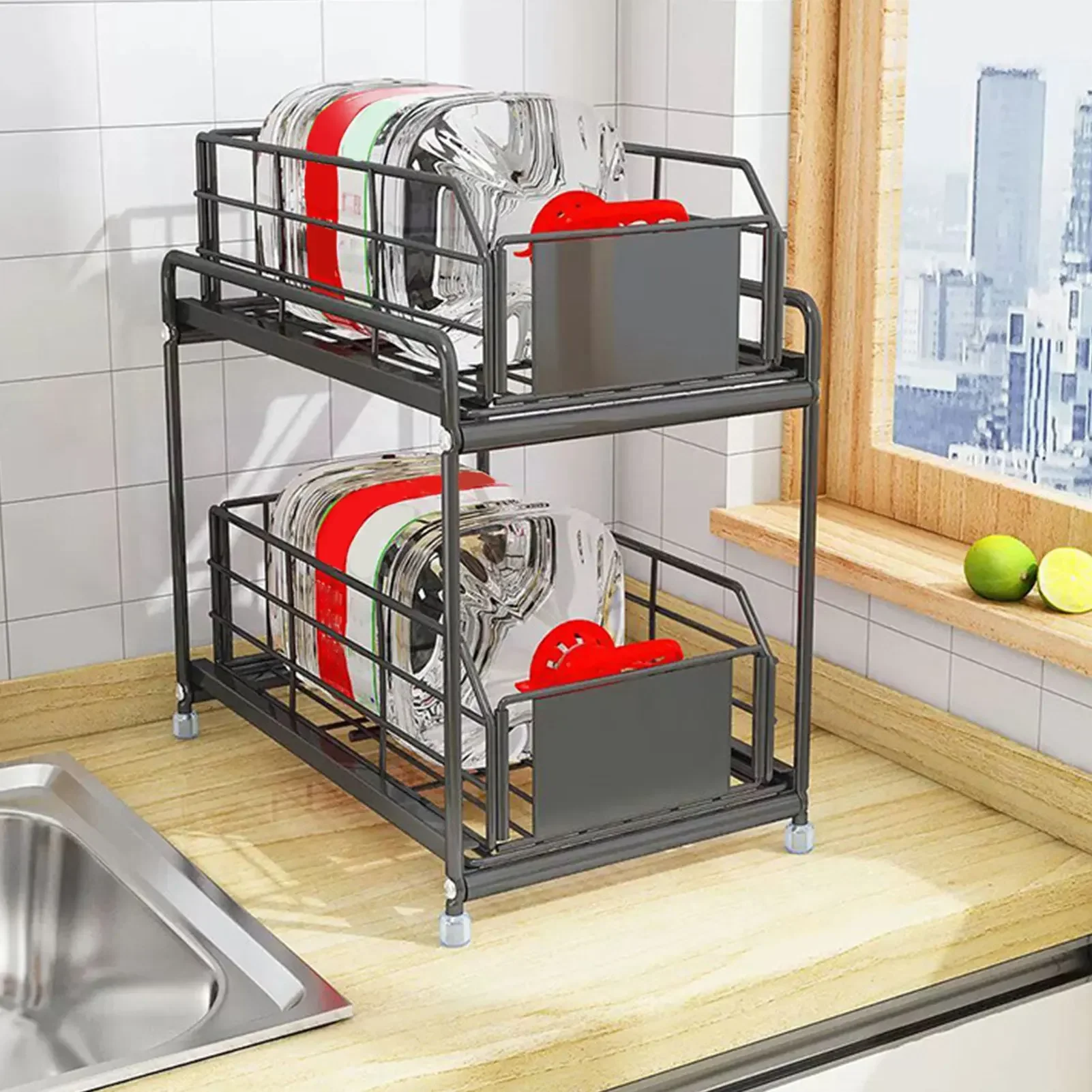 Kitchen Drawer Spice Rack, Double Under Counter Storage Rack, 2 Tier Under Sink Storage Drawer Shelf for Kitchen Home
Kitchen Drawer Spice Rack, Double Under Counter Storage Rack, 2 Tier Under Sink Storage Drawer Shelf for Kitchen Home