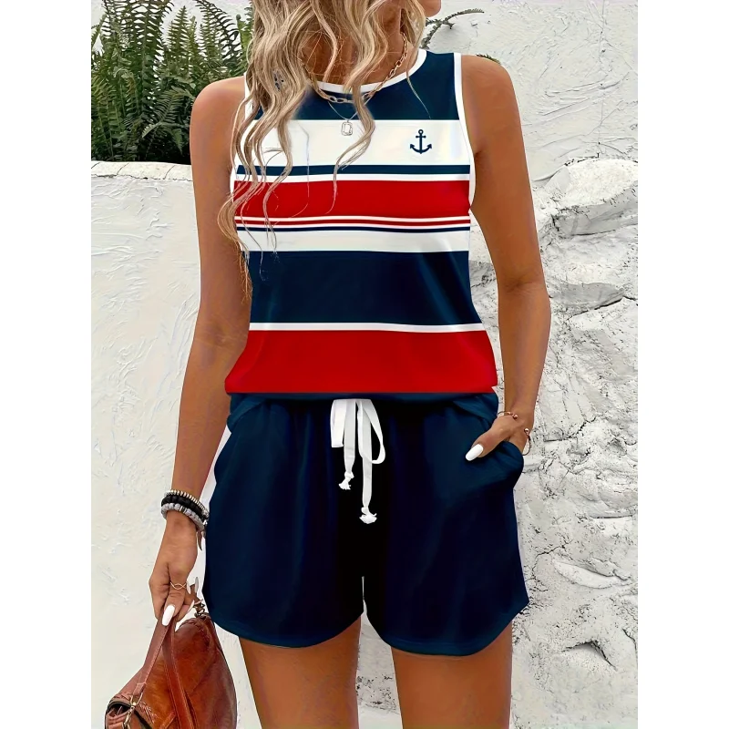 Women'S Sleeveless Top | Red White Blue Stripe Anchor Print, Nautical Style Casual Top, Comfortable Breathable Fabric
Women'S Sleeveless Top | Red White Blue Stripe Anchor Print, Nautical Style Casual Top, Comfortable Breathable Fabric