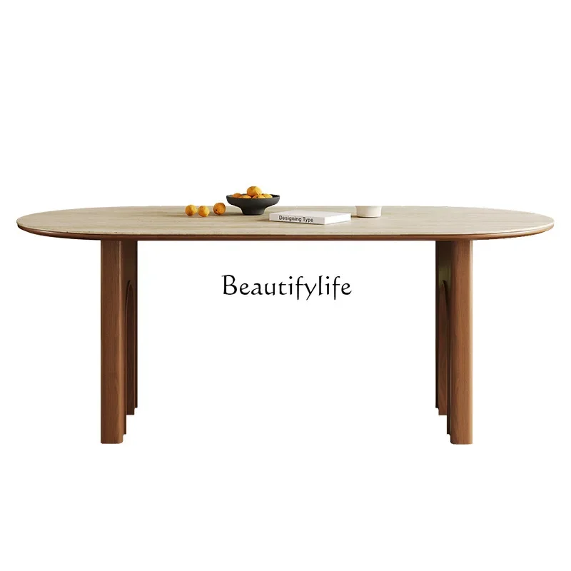 D33Solid wood rock slab dining table French retro small apartment oval dining table
D33Solid wood rock slab dining table French retro small apartment oval dining table
