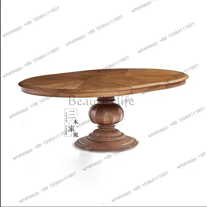 French solid wood round dining table American neoclassical carved long table Nordic simple custom furniture
French solid wood round dining table American neoclassical carved long table Nordic simple custom furniture