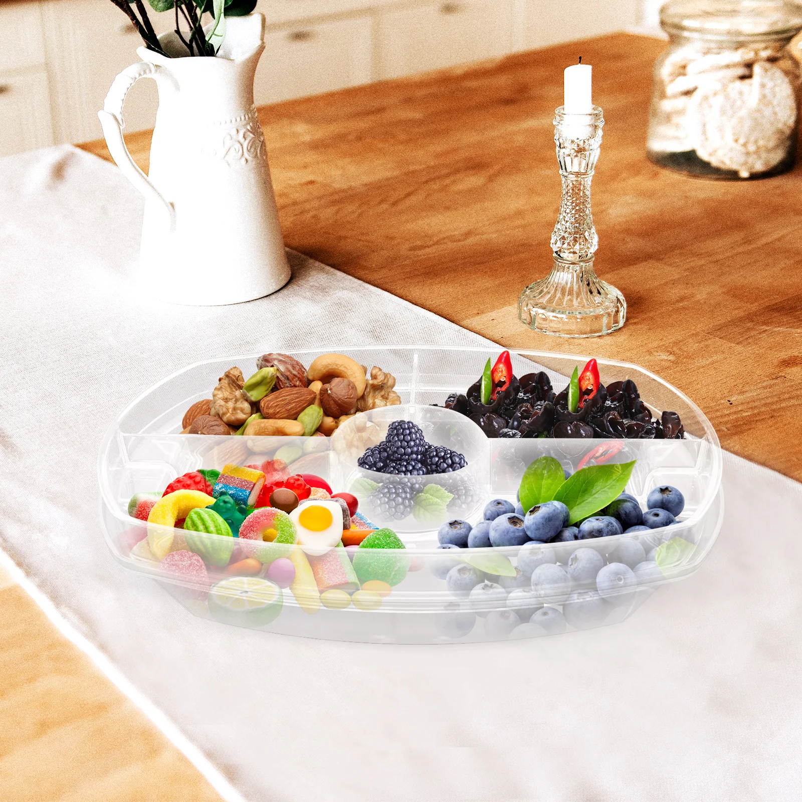 1Pc Ice Tray Fruit Storage Platter Large Round Cheese Veggie Party Tray Divided Serving With Lid For Snacks Gatherings Picnics
1Pc Ice Tray Fruit Storage Platter Large Round Cheese Veggie Party Tray Divided Serving With Lid For Snacks Gatherings Picnics