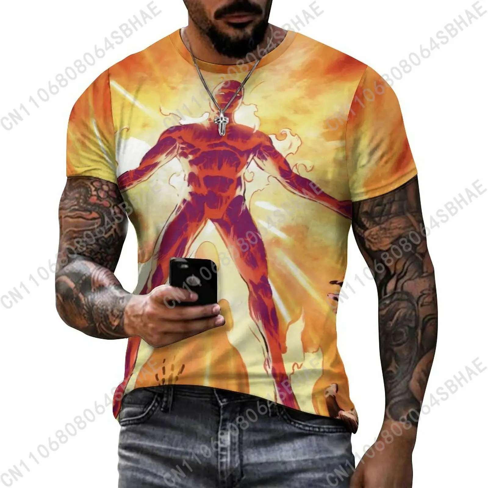 Marvel Human Torch Custom Pattern Men's Cotton T-Shirt Short Sleeve Tee Men Tops Personalized Tshirt Summer Cosplay
Marvel Human Torch Custom Pattern Men's Cotton T-Shirt Short Sleeve Tee Men Tops Personalized Tshirt Summer Cosplay