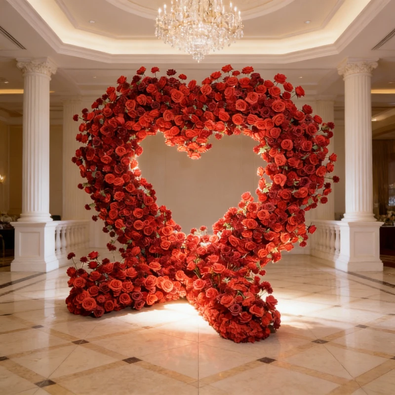 2M Dense Red Heart Shaped Frame Floral Art Romantic Decoration for Weddings Proposals Artificial Rose Flower Row Ornament
2M Dense Red Heart Shaped Frame Floral Art Romantic Decoration for Weddings Proposals Artificial Rose Flower Row Ornament
