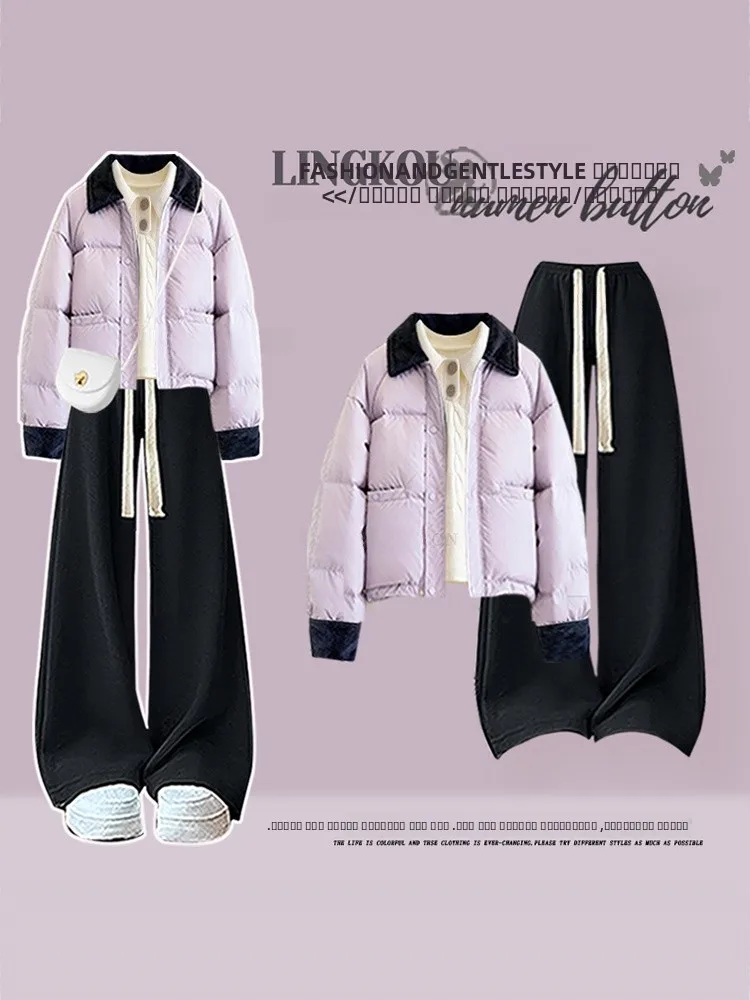 Корейский женский комплект из трех предметов: хлопковая кофта, вязаный свитер, повседневные брюки с высокой талией, большие размеры
Корейский женский комплект из трех предметов: хлопковая кофта, вязаный свитер, повседневные брюки с высокой талией, большие размеры