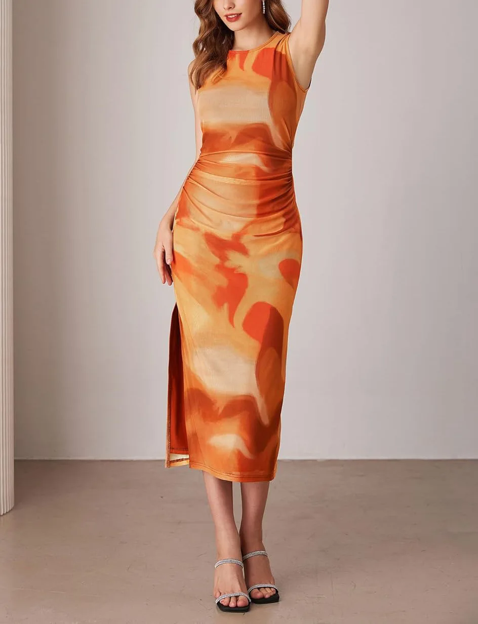 Womens Abstract Tie Dye Sleeveless Round Neck Ruched Slit Midi Dress Fashion Comfortable Party Cocktail Casual Elegant Wear
Womens Abstract Tie Dye Sleeveless Round Neck Ruched Slit Midi Dress Fashion Comfortable Party Cocktail Casual Elegant Wear