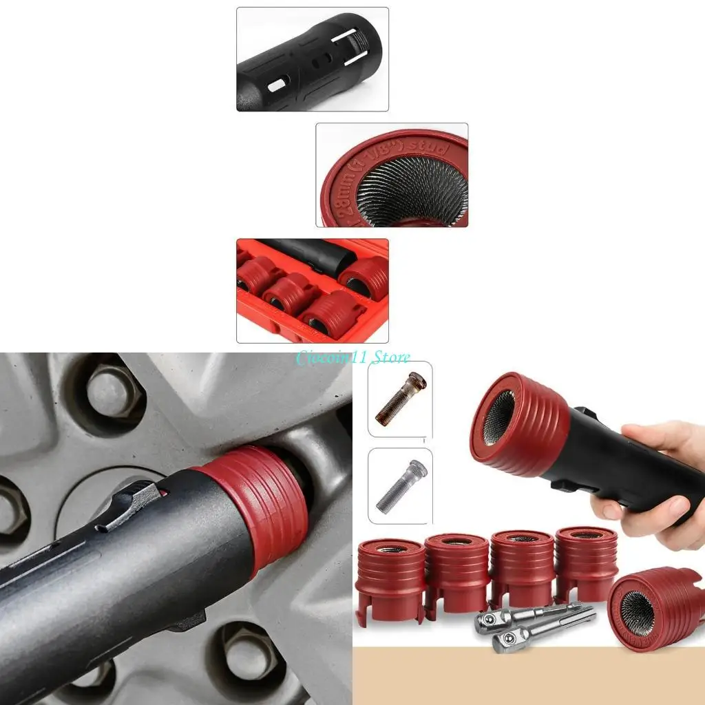 Y1UB 9pcs Automotive Wheel Studs Cleaner Brush Set Car Wheel Hub Studs Cleaning Tool Simple to Use for rusts & Debris Removal
Y1UB 9pcs Automotive Wheel Studs Cleaner Brush Set Car Wheel Hub Studs Cleaning Tool Simple to Use for rusts & Debris Removal