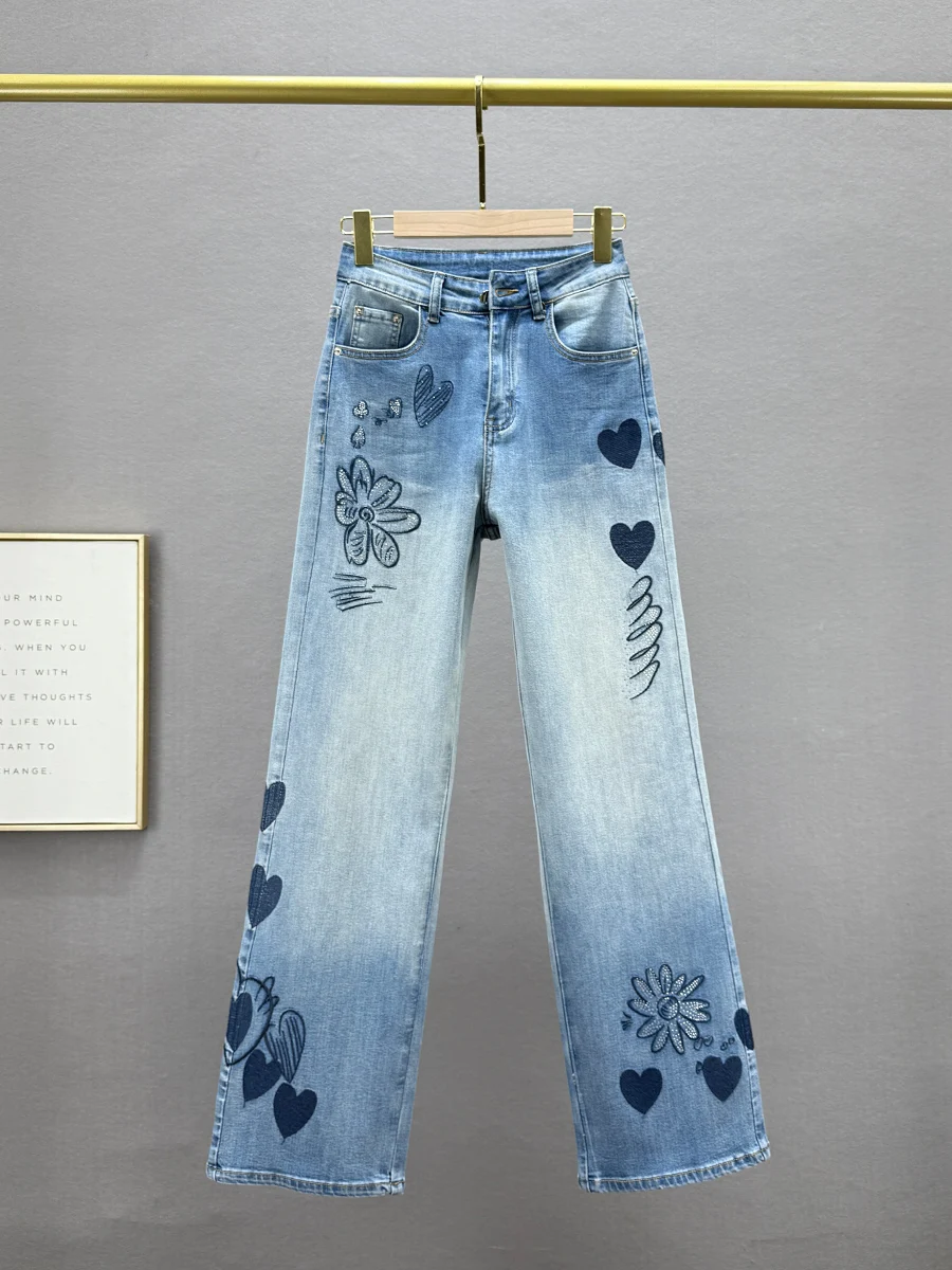 Женские джинсы Slim Fit с высокой талией, прямые, эластичные, с принтом, весна 2025, новые, длинные брюки
Женские джинсы Slim Fit с высокой талией, прямые, эластичные, с принтом, весна 2025, новые, длинные брюки