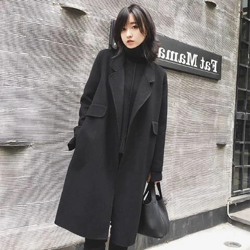 Women Lapel Solid Color Knee-Length Long Outwears Warm Thick Autumn Winter Overwears Double Sided Fashion Cashmere Wool Coats
Women Lapel Solid Color Knee-Length Long Outwears Warm Thick Autumn Winter Overwears Double Sided Fashion Cashmere Wool Coats