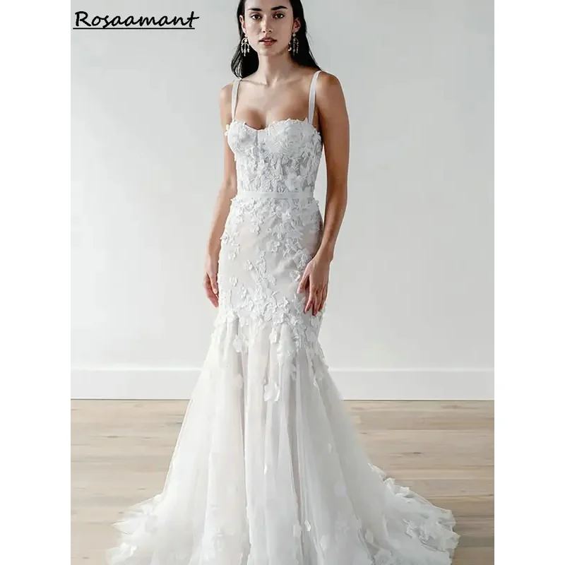 Newest Floral Appliques Lace Mermaid Wedding Dresses Spaghetti Straps Sleeveless Boho Bridal Gowns
Newest Floral Appliques Lace Mermaid Wedding Dresses Spaghetti Straps Sleeveless Boho Bridal Gowns