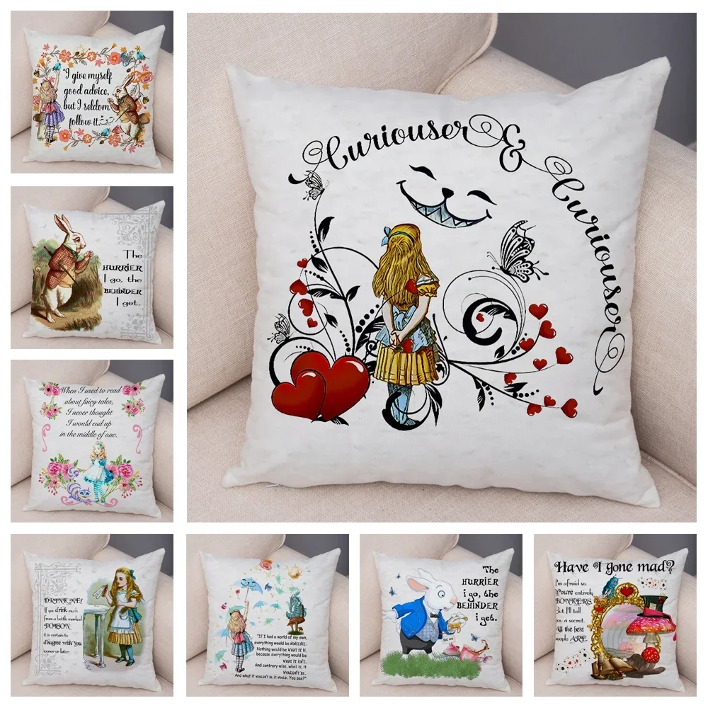 Alice in Wonderland Cushion Cover Cute Rabbit Cat Printed Sofa Pillow Vintage Home Decorative Pillow Case for Children room
Alice in Wonderland Cushion Cover Cute Rabbit Cat Printed Sofa Pillow Vintage Home Decorative Pillow Case for Children room