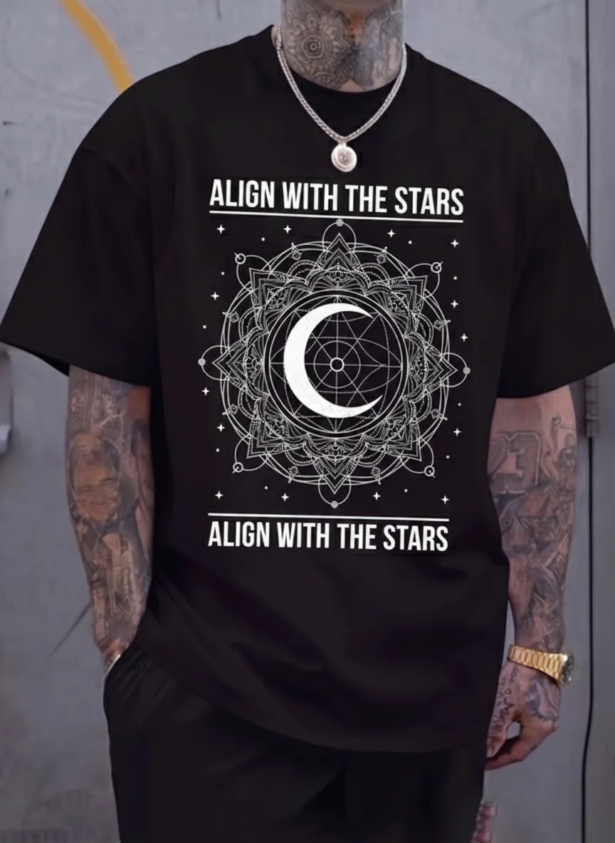 Align with the Stars Crescent Moon Mandala Graphic Tee Black Printed Tee with Celestial Astrology Symbol Boho Mystic
Align with the Stars Crescent Moon Mandala Graphic Tee Black Printed Tee with Celestial Astrology Symbol Boho Mystic