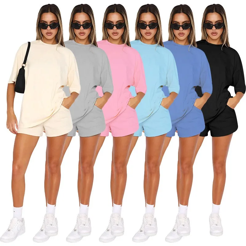 Summer Women's Clothing Two Piece Set Casual Short Sleeve Top And Bermuda Shorts Matching Outfit Polyester Cotton Blend Fabric
Summer Women's Clothing Two Piece Set Casual Short Sleeve Top And Bermuda Shorts Matching Outfit Polyester Cotton Blend Fabric