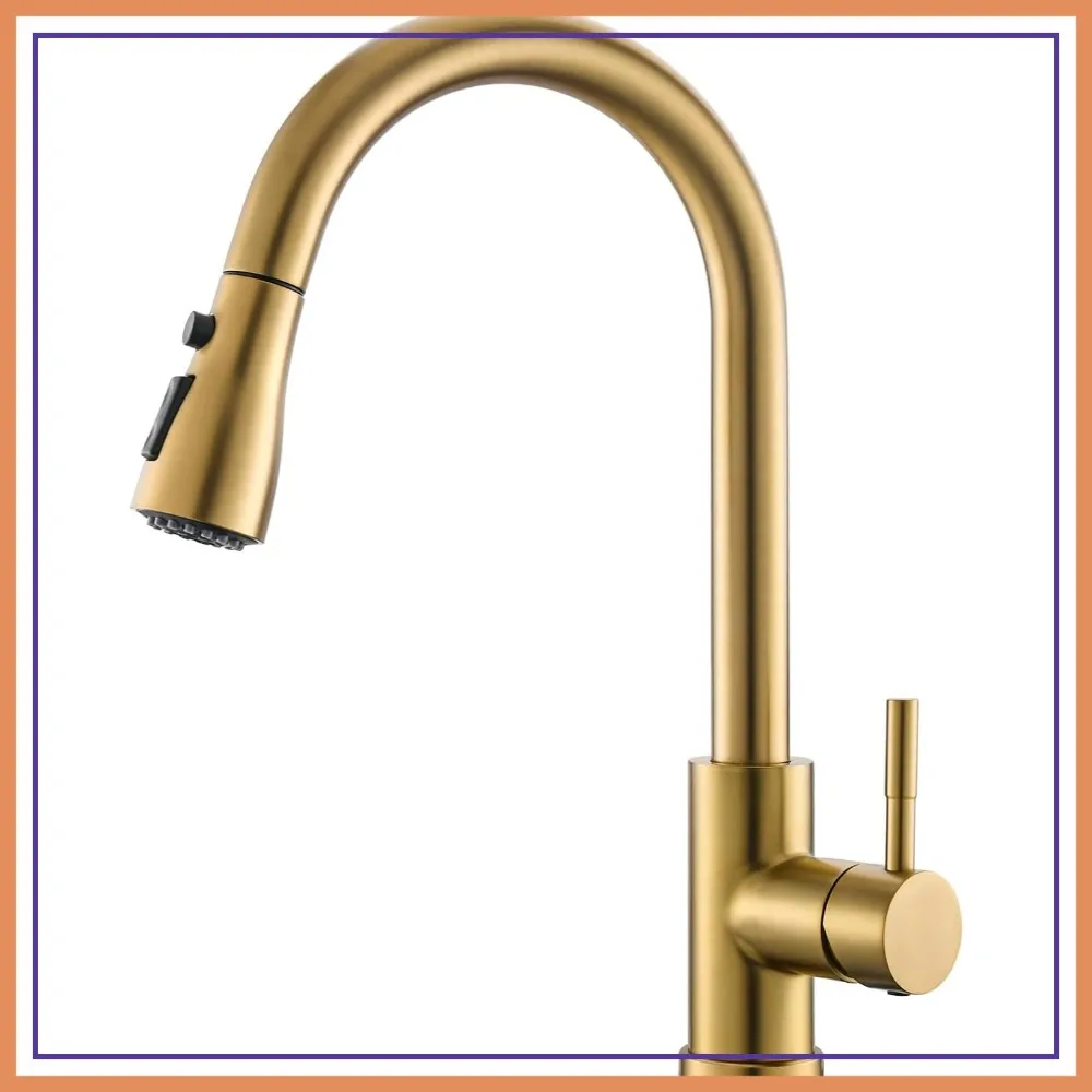 Gold Kitchen Faucet with Pull Down Sprayer Single Hole Sink Faucet for Farmhouse RV Laundry Outdoor Camper
Gold Kitchen Faucet with Pull Down Sprayer Single Hole Sink Faucet for Farmhouse RV Laundry Outdoor Camper