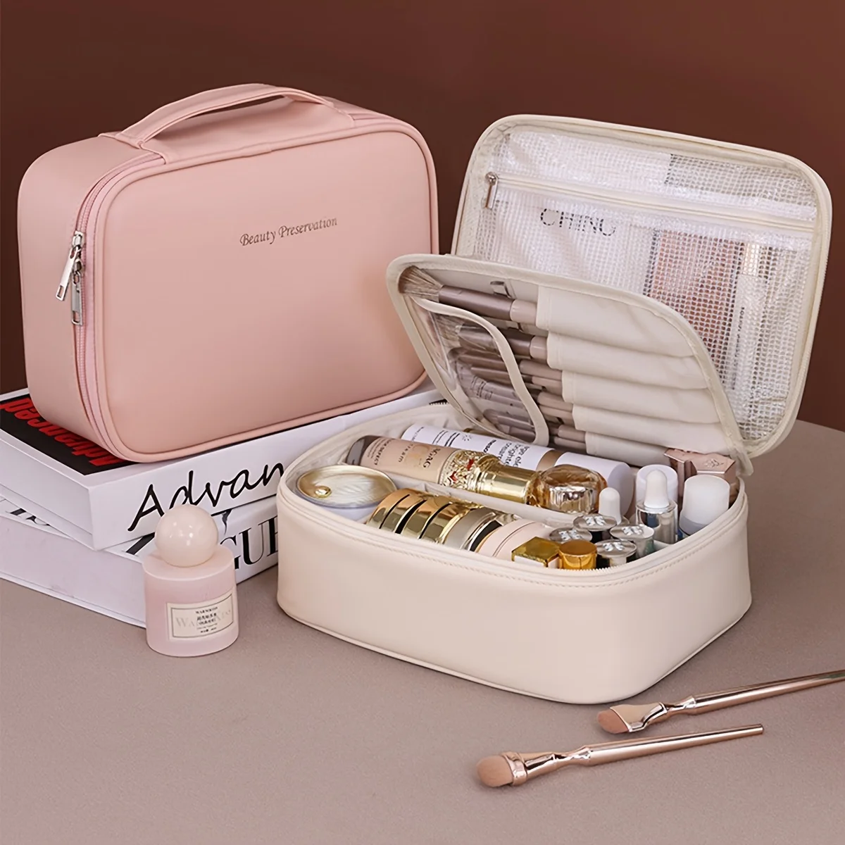 PU Leather Double Layer Makeup Bag Large Capacity Cosmetic Bags Luxury Cosmetics Organizer Women's Travel Essentials
PU Leather Double Layer Makeup Bag Large Capacity Cosmetic Bags Luxury Cosmetics Organizer Women's Travel Essentials