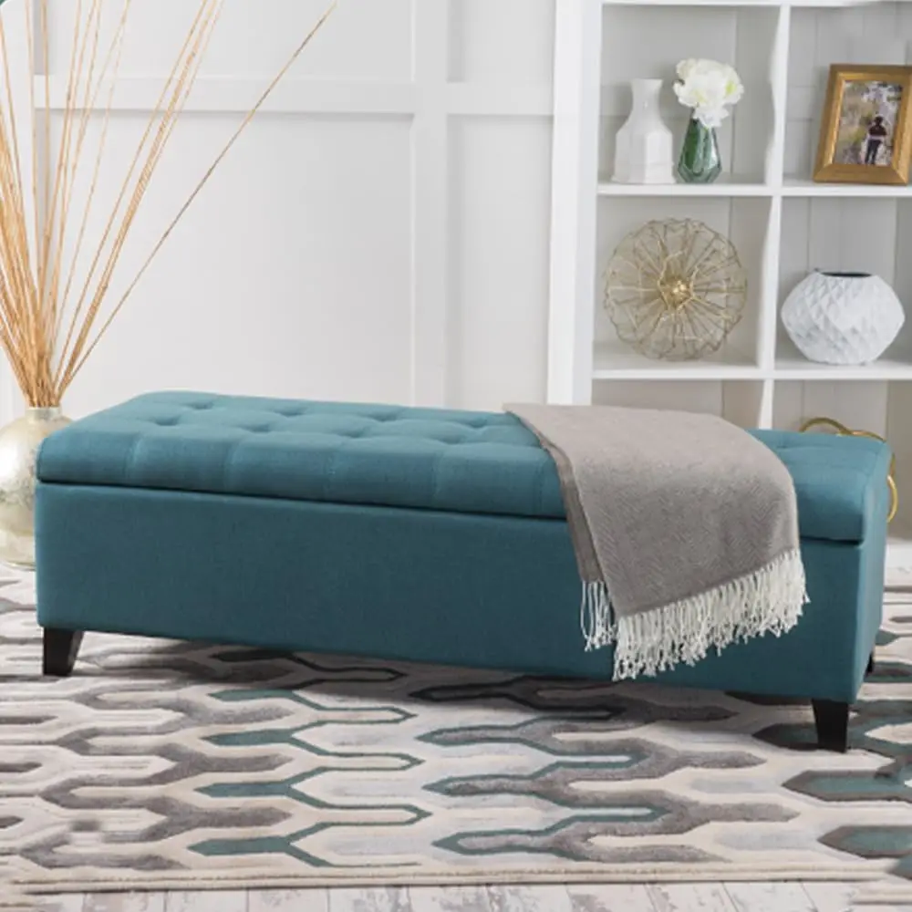 51" Storage Ottoman Bench - Teal Storage Bench End of Bed with Safety Hinges, Footrest Stool for Living, Dining Room, Entryway
51" Storage Ottoman Bench - Teal Storage Bench End of Bed with Safety Hinges, Footrest Stool for Living, Dining Room, Entryway