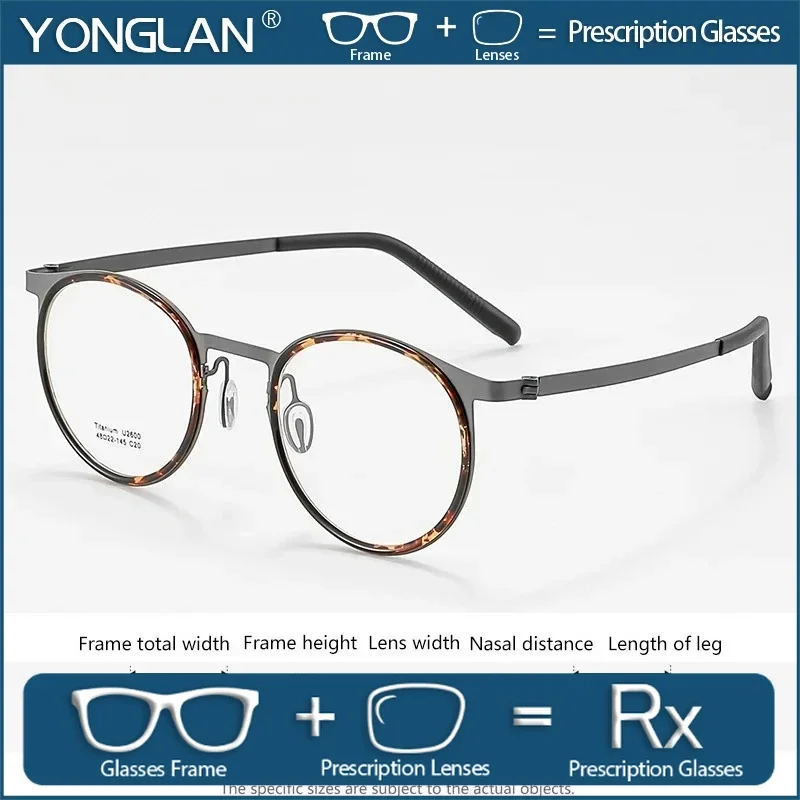 YONGLAN Retro Round Titanium Prescription Glasses Women Ultralight Titanium Eyewear Myopia Hyperopia Eyeglasses Sunglasses
YONGLAN Retro Round Titanium Prescription Glasses Women Ultralight Titanium Eyewear Myopia Hyperopia Eyeglasses Sunglasses