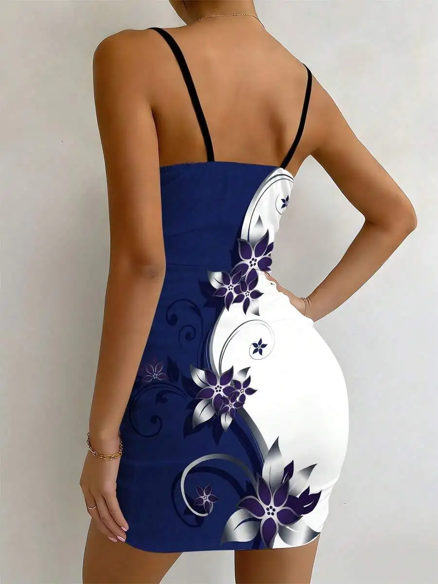 Elegant Floral Print Women Spaghetti Strap Dress For Summer Casual Outings
Elegant Floral Print Women Spaghetti Strap Dress For Summer Casual Outings