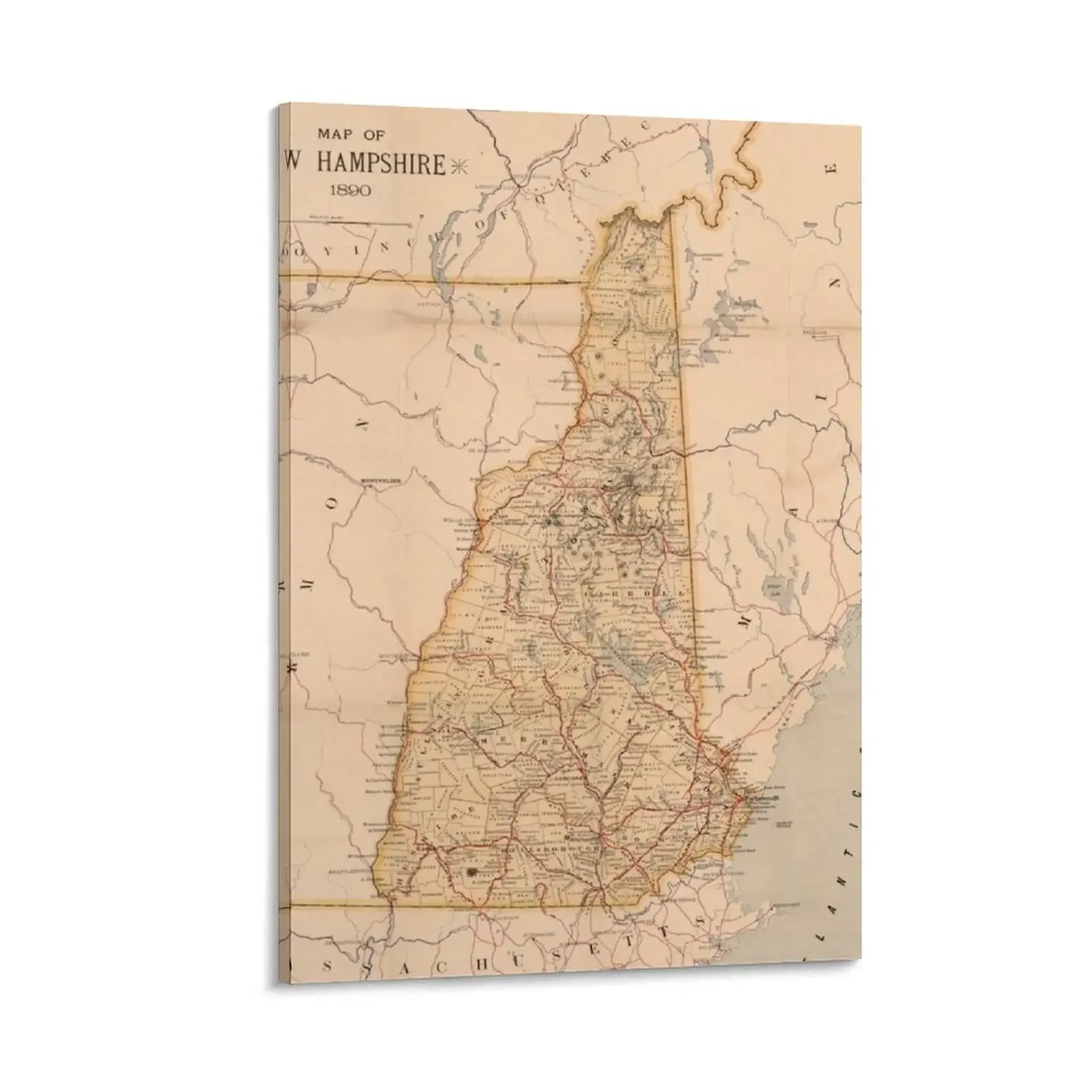 Vintage Map of New Hampshire (1890) Canvas Painting decoration for the room Decoration for home
Vintage Map of New Hampshire (1890) Canvas Painting decoration for the room Decoration for home
