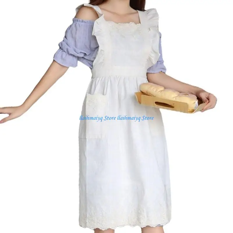 573B Florist Cotton Linen Adjustable Ruffle Apron Aesthetic Lace Trim Pinafore Dress with Pockets for Home Cooks and
573B Florist Cotton Linen Adjustable Ruffle Apron Aesthetic Lace Trim Pinafore Dress with Pockets for Home Cooks and
