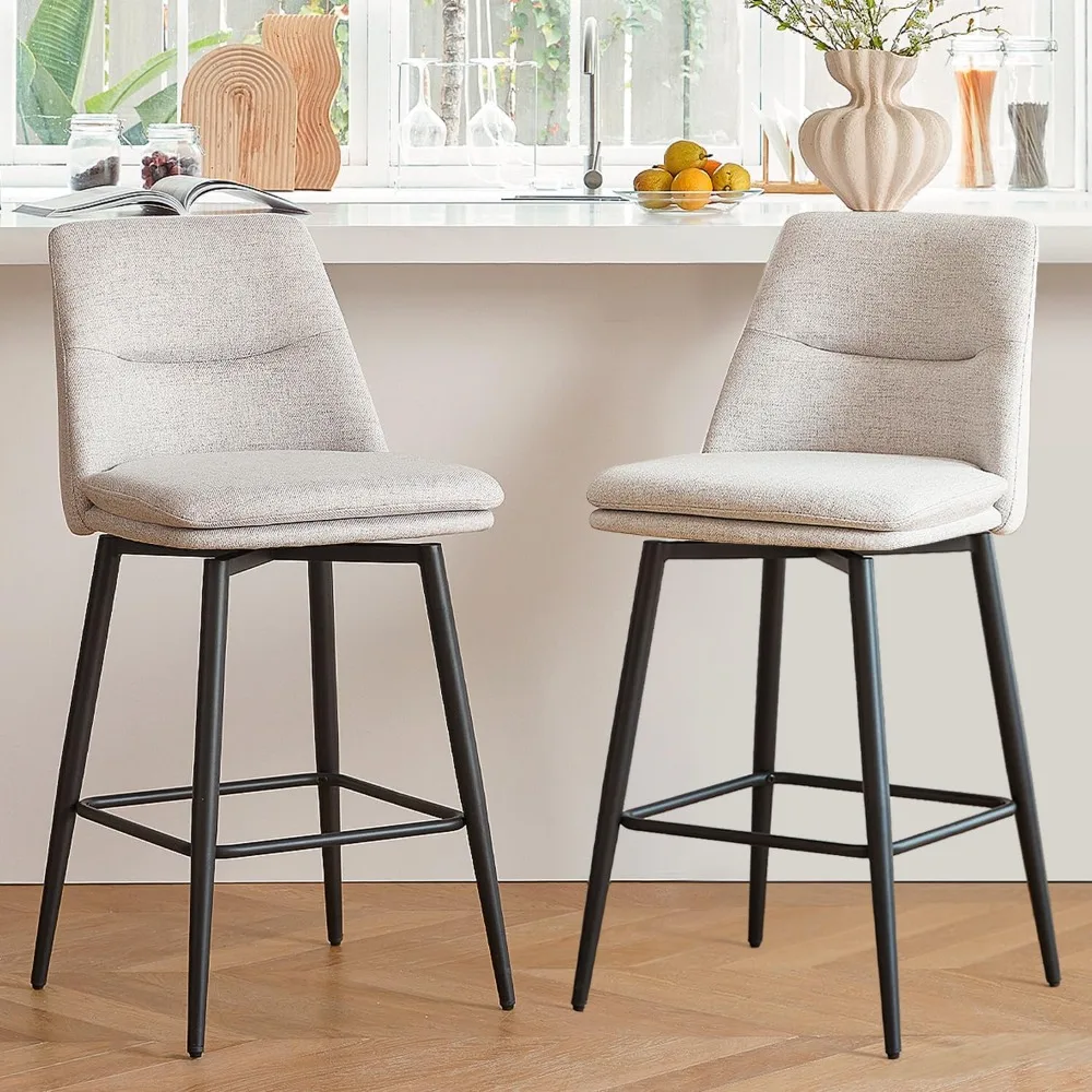 White Counter Height Bar Stools Set of 2, 26 Inch Seat Height with Back and Metal Legs, 360° Swivel Upholstered Fabric Swivel
White Counter Height Bar Stools Set of 2, 26 Inch Seat Height with Back and Metal Legs, 360° Swivel Upholstered Fabric Swivel