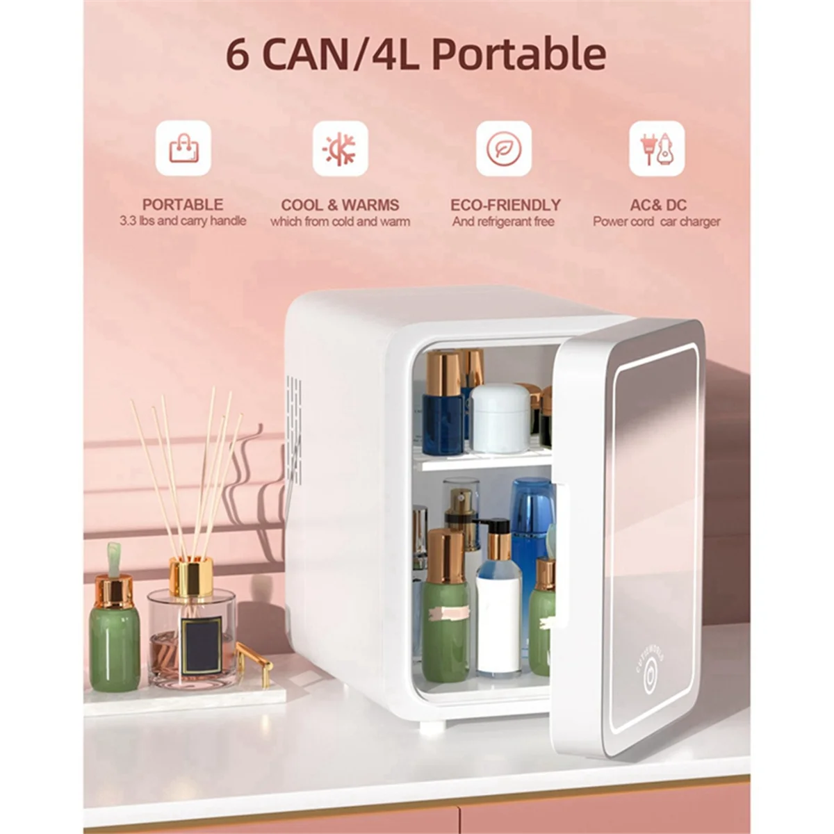 JAS-6L Makeup Fridge with LED Light Mirror Mini Fridge for Bedroom Car Small Refrigerator for Cosmetics, Skin Care EU Plug-B
JAS-6L Makeup Fridge with LED Light Mirror Mini Fridge for Bedroom Car Small Refrigerator for Cosmetics, Skin Care EU Plug-B