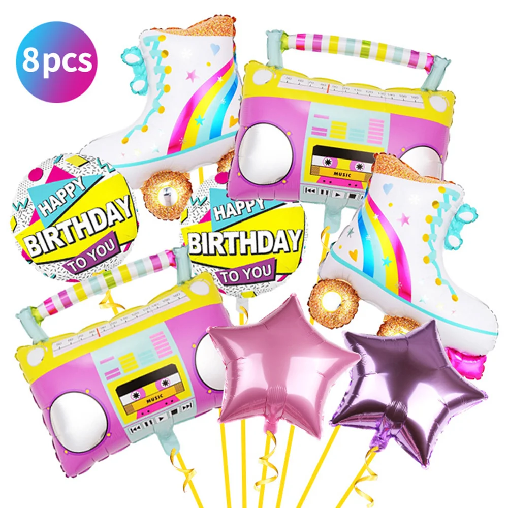 8pcs Roller Skate Balloon Set 80s Party Decorations Inflatable BoomBox Radio Birthday Boy Girl 90s Retro Disco Theme Party Decor
8pcs Roller Skate Balloon Set 80s Party Decorations Inflatable BoomBox Radio Birthday Boy Girl 90s Retro Disco Theme Party Decor
