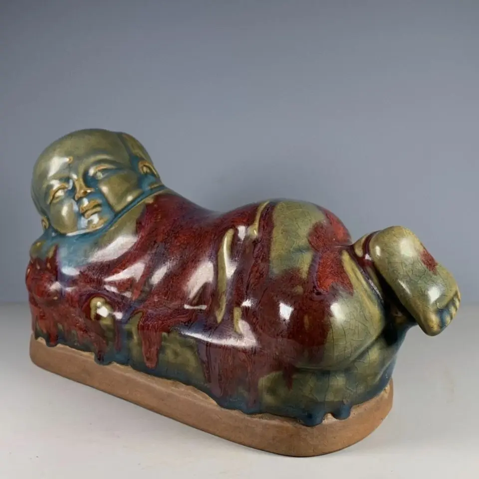 Chinese Wenwan Porcelain Ornament, Song Jun Kiln Flambe Glaze Handmade Fu Lucky Baby Figurine Decor Statue
Chinese Wenwan Porcelain Ornament, Song Jun Kiln Flambe Glaze Handmade Fu Lucky Baby Figurine Decor Statue