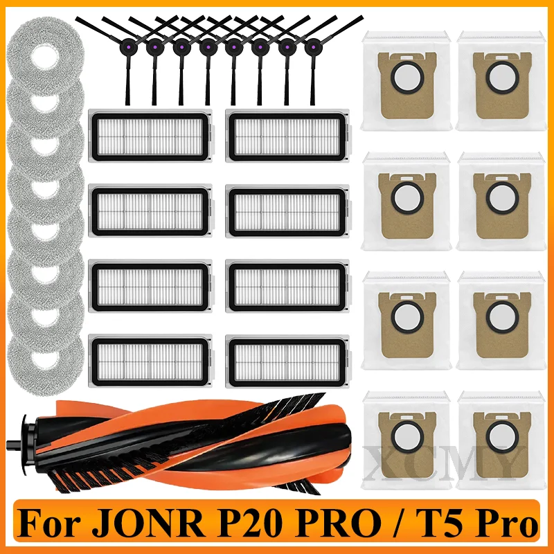 For JONR P20 PRO/T5 Pro Robot Vacuum Cleaner Accessories Main Side Brush Hepa Filter Mop Cloth Dust Bag Accessories Replacement
For JONR P20 PRO/T5 Pro Robot Vacuum Cleaner Accessories Main Side Brush Hepa Filter Mop Cloth Dust Bag Accessories Replacement