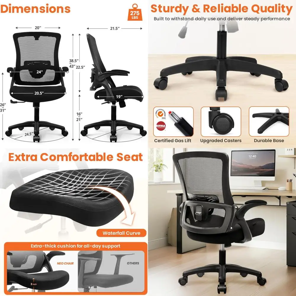 Компьютерное кресло для офиса с высокой спинкой, сетчатое, для игр, с эргономичными регулируемыми подлокотниками, поясничной поддержкой, регулировкой высоты, для дома или офиса
Компьютерное кресло для офиса с высокой спинкой, сетчатое, для игр, с эргономичными регулируемыми подлокотниками, поясничной поддержкой, регулировкой высоты, для дома или офиса