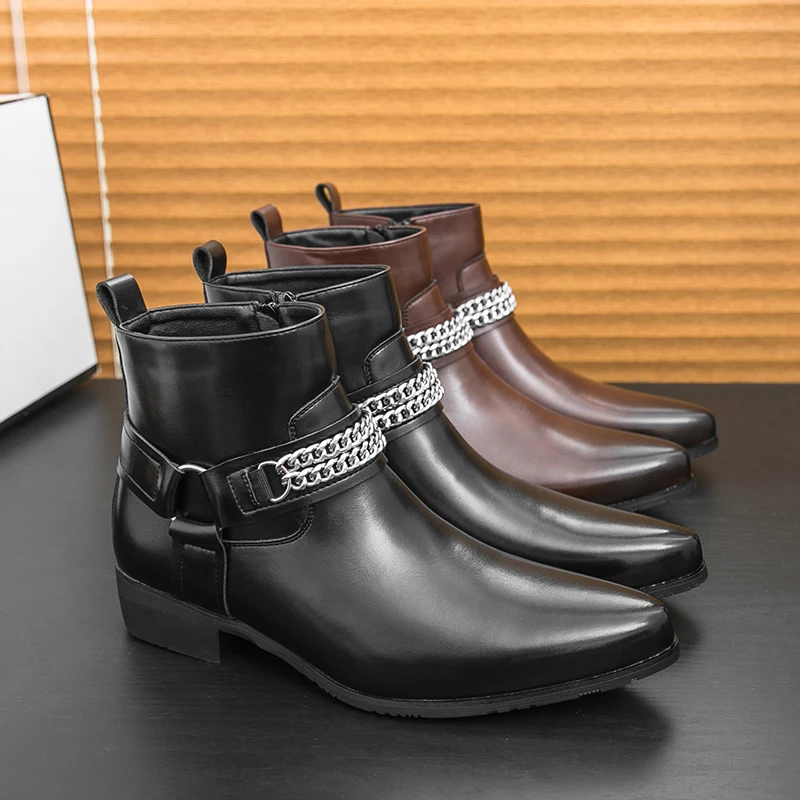 Winter Business Men Chelsea Boots Black Brown Men Comfortable Fashionable Pointed Rider Boots Outdoor Training Boots Sizes 38-46
Winter Business Men Chelsea Boots Black Brown Men Comfortable Fashionable Pointed Rider Boots Outdoor Training Boots Sizes 38-46