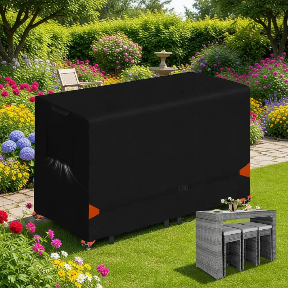 Чехол для уличного барного стола и стульев, сверхпрочный, из водонепроницаемой ткани 600D, для высоких столов и стульев (до 76 дюймов)
Чехол для уличного барного стола и стульев, сверхпрочный, из водонепроницаемой ткани 600D, для высоких столов и стульев (до 76 дюймов)