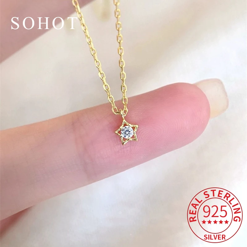 Real 925 Sterling Silver 14k Mini Hollow Star Round Zircon Minimalist Pendant Necklace For Women Cute Fine Jewelry Accessories
Real 925 Sterling Silver 14k Mini Hollow Star Round Zircon Minimalist Pendant Necklace For Women Cute Fine Jewelry Accessories